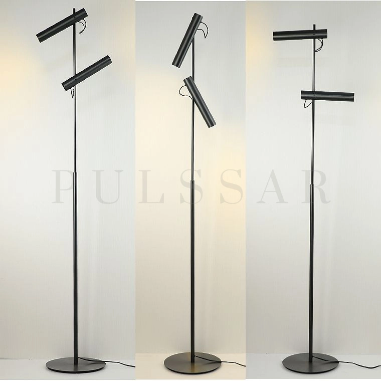 Функциональный торшер для локального освещения в стиле лофт Лофт свет: минималистичный напольный светильник с двумя лампами и металлической стойкой