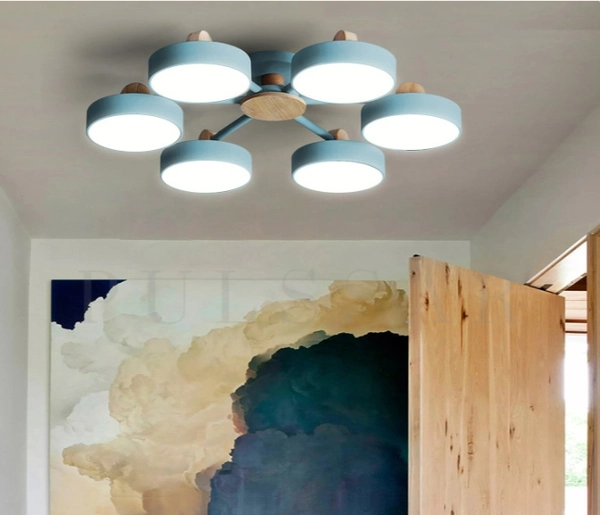 Потолочная люстра в стиле минимализм, голубой цвет, для детской комнаты мальчика