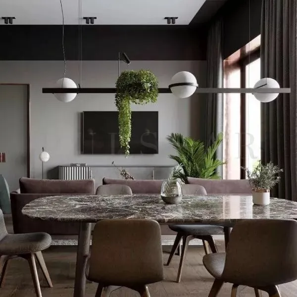 Люстры для кухни 2026, тренды и фото лучших моделей:  модель для большой кухни с высокими потолками