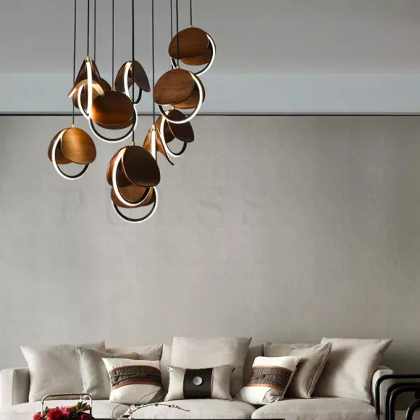 Светильник в гостиной 2026: многоярусный дизайнерский светильник в стиле современный модерн со светодиодными кольцами