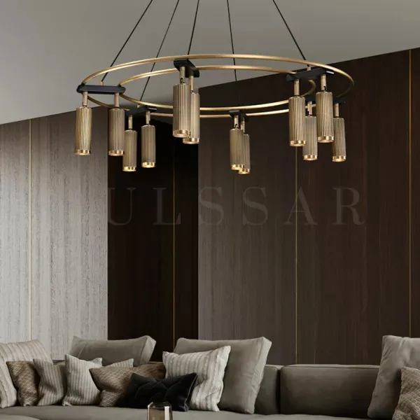 Люстры в гостиную 2026: кольцо в кольце с цилиндрическими плафонами