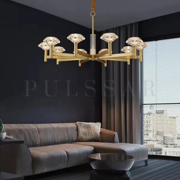 Как выбрать светильник  в гостиную в 2026: люстра с плафонами