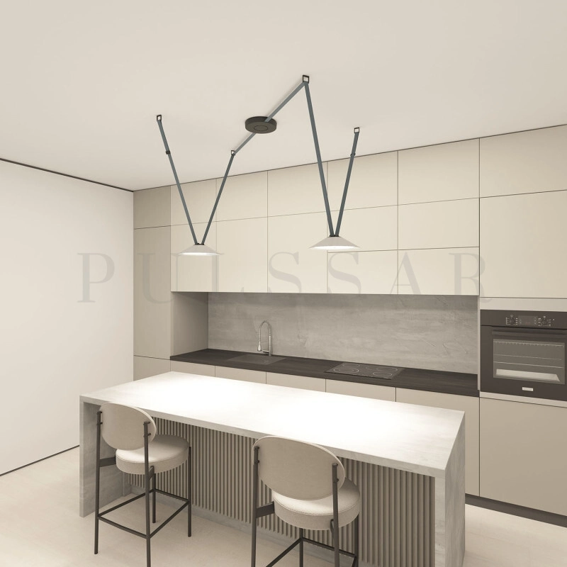 Трековые светильники на бетонном потолке в стиле лофт