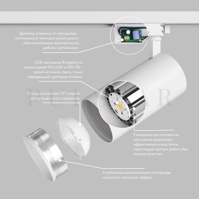 Трековый светильник SOLID KOPER DK6455-WH